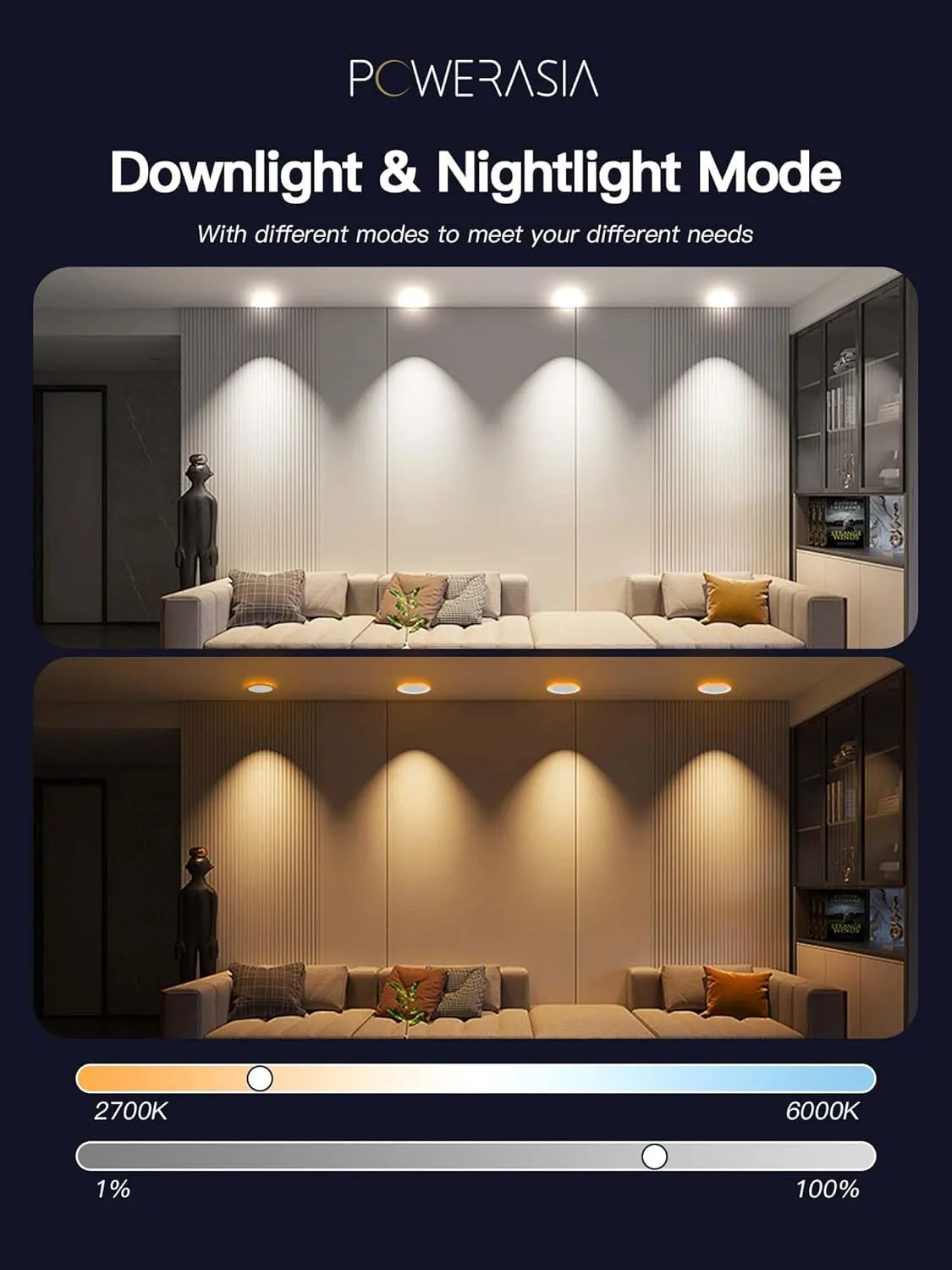 12 Pack 4 Inch Smart LED Recessed Lighting with RGB Back Light, 9W 850LM Smart LED Recessed Lights with Junction Box, 2700K-6000K Color Changing Work with Google Assistant/Siri, Hub INCL