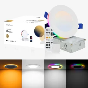 12 Pack 4 Inch Smart LED Recessed Lighting with RGB Back Light, 9W 850LM Smart LED Recessed Lights with Junction Box, 2700K-6000K Color Changing Work with Google Assistant/Siri, Hub INCL