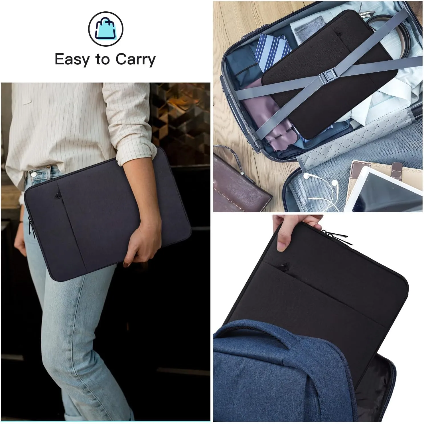 15.6 Inch Portable Monitor Case Sleeve,Protective Carrying Bag for MNN KYY VILVA InnoView ZSCMALLS QQH FANGOR HONGO cocopar,16.1" Portable Computer Laptop External Display Bag(Black)
