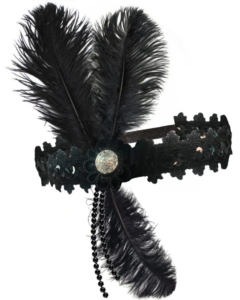20s Flapper Headpiece Black