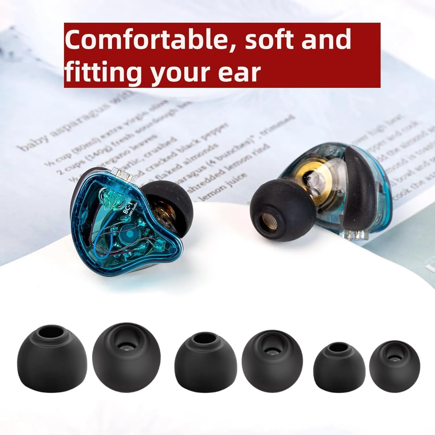 24 PCS/12 Pairs Earbud Tips, Replacement Ear Bud Rubber Tips, Silicone IEM Tips for kz zs10 pro, zs10 pro x, zsn pro x, zsn pro, Castor, edx pro, zar, zst, dqs, zas, ccz Melody (Black, S/M/L)