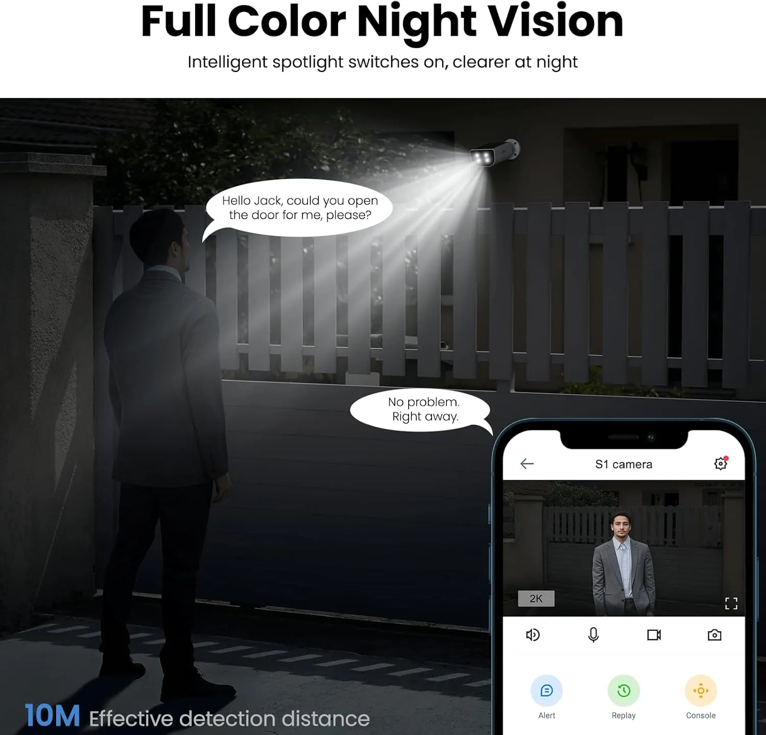 2K Solar Camera Outdoor Wireless-2.4Ghz WiFi Cameras for Home Security, Continuous Power, Color Night Vision, SD Card/Cloud Storage, Waterproof, Compatible with Alexa/Google Home S1 (1 Pack)