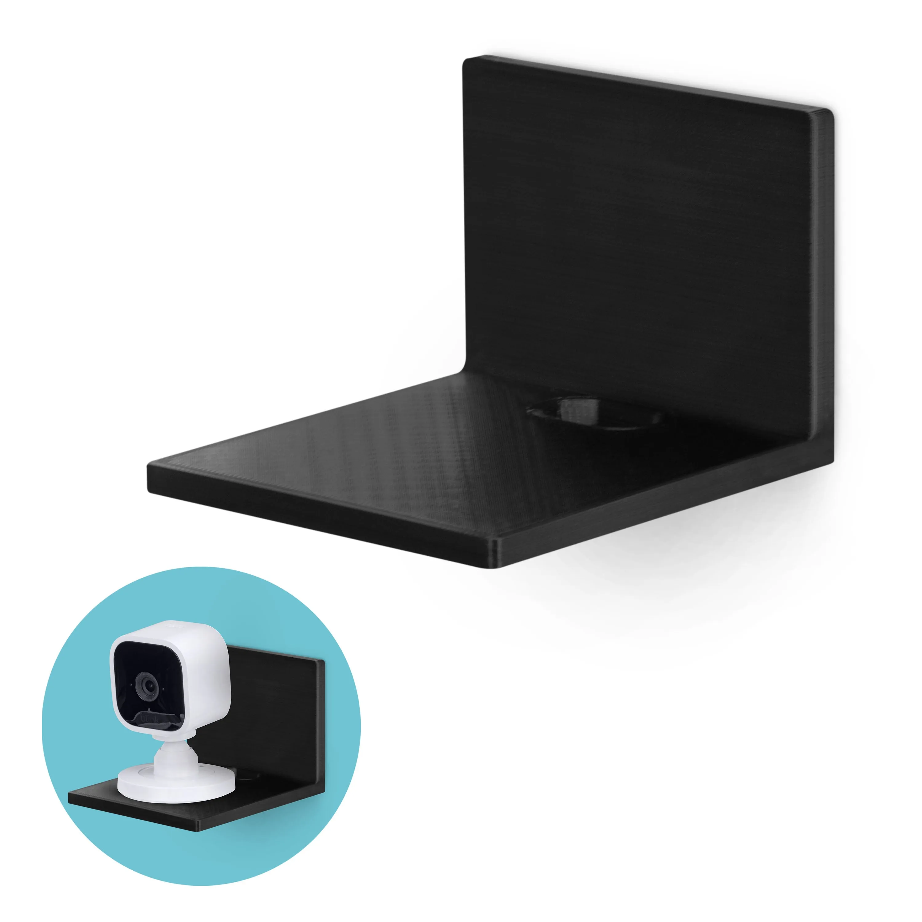 3.5 Small Floating Shelf Speaker & Camera Stand, Self Adhesive, No Screws Wall Mount For Cameras Baby Monitors Webcams