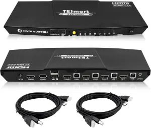 4-Port KVM HDMI 2.0 Video Switch - 4K@60Hz, QHD@144Hz - Audio Output & USB Sharing - 4x1 for PC, Laptop, Gaming Console, TV