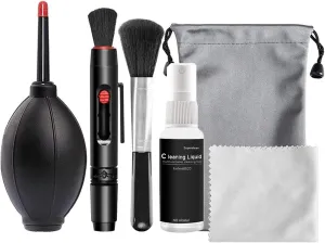 6 in 1 Camera Cleaning Kit Professional DSLR Lens Cleaning Tool with Portable Storage Bag Including Air Blower Lens Cleaning Pen Optical Lens and Digital SLR Cameras