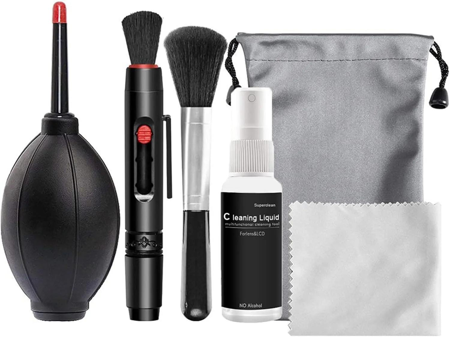 6 in 1 Camera Cleaning Kit Professional DSLR Lens Cleaning Tool with Portable Storage Bag Including Air Blower Lens Cleaning Pen Optical Lens and Digital SLR Cameras
