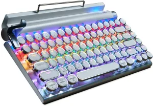 7KEYS Typewriter Keyboard Wireless Retro Style, Vintage Classical Mechanical Keyboard with Bluetooth for IPAD PC/Laptop Mac/Phone
