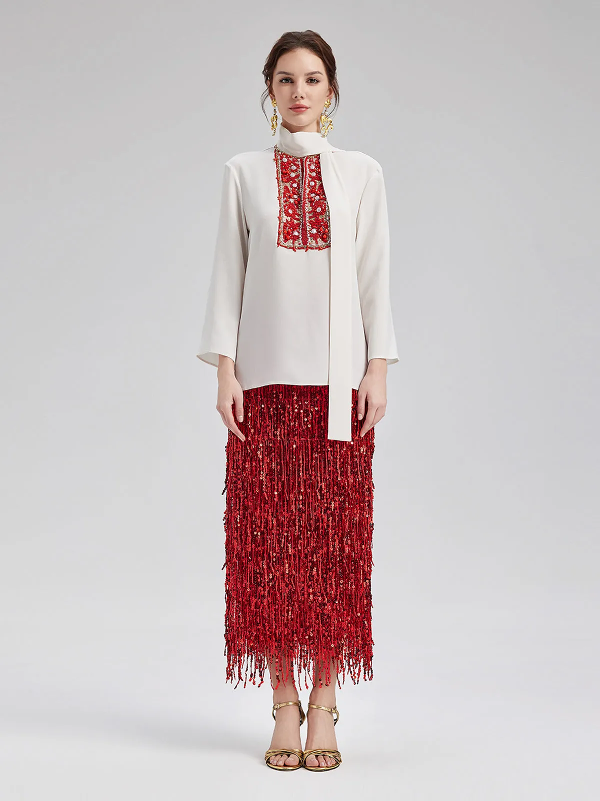 Acetate Coral Beading Tied Top