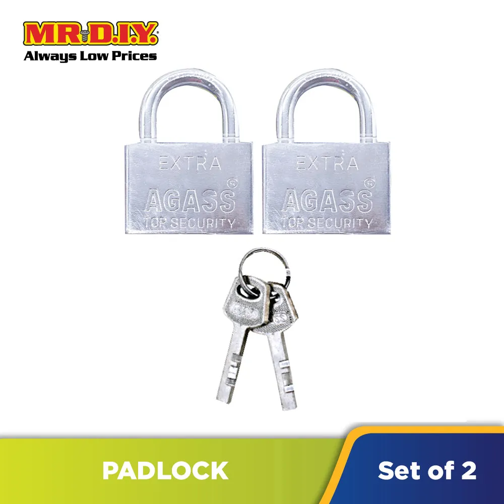 AGASS Safety Extra Chrome Plated Brass Padlock (2pcs x 50mm)