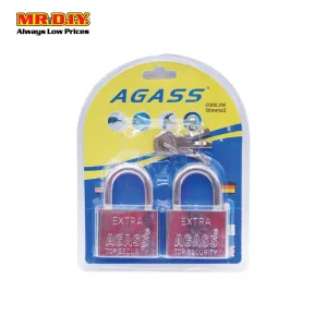 AGASS Safety Extra Chrome Plated Brass Padlock (2pcs x 50mm)