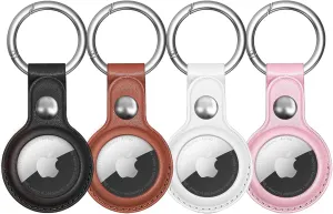 Air Tag Keychain for Apple Airtags Holder, 4 Pack Protective Leather Airtags Case Tracker Cover with Air Tag Holder, Airtag Key Ring Compatible with Apple New AirTag Dog Collar Multi-Color