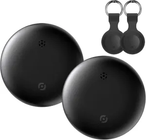 Air Tags-2 Pack Wallet Tracker, Key Finder Bluetooth Luggage Tracker Works with Apple Find My (iOS Only), Item Locator for Key, Wallet, Pet, Suitcase, Backpack, IP67 Waterproof, Case Keychain, 2 Pack