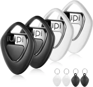 Air Tags-4 Pack, iOS Only Key Finder Works with Apple Find My, Bluetooth Tracker Tag, GPS Luggage Tracker, Item Finder Tracking Tags for Key, Bags, Kids, Pets, with IP67 Waterproof Case & Keyring