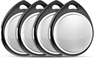 Air Tags-4 Pack Item Finders Work for Apple Find My (iOS Only) APP Tracker Tag for Kids, Luggage, Keys, Backpack, etc, Black(Not for Android)