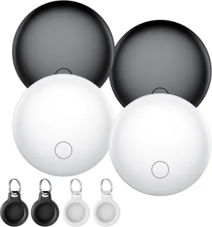 Air Tags Tracker 4-Pack, Item Finders Work for Apple Find My APP(iOS Only) Tracker Tags for Keys, Luggage, Backpack etc,Replaceable Battery Last 1 Year, IP67 Waterproof Smart Tag with Holder Keychain