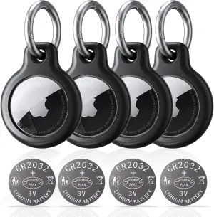 Airtag Holder Air Tag Case with Keychain,with 4 Count CR2032 Lithium Airtag Battery Replacement,Anti-Scratch Airtags Key Chain for Apple Air Tags,Airtag Accessories for GPS Item Finder Tracker