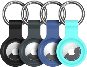 AirTag Holder AirTag Case Keychain Air Tag Holder, Silicone AirTags Key Ring Cases Tags Chain Apple GPS Item iTag Finders Accessories 4 Pack