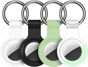 AirTag Holder AirTag Case Keychain Air Tag Holder, Silicone AirTags Key Ring Cases Tags Chain Apple GPS Item iTag Finders Accessories 4 Pack