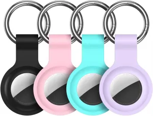 AirTag Holder AirTag Case Keychain Air Tag Holder, Silicone AirTags Key Ring Cases Tags Chain Apple GPS Item iTag Finders Accessories 4 Pack