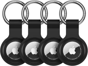 AirTag Holder AirTag Case Keychain Air Tag Holder, Silicone AirTags Key Ring Cases Tags Chain Apple GPS Item iTag Finders Accessories 4 Pack
