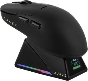 AJ159 APEX Wireless Mouse, Lightweight Gaming Mice, with Magnetic Charging Design and Display Screen, 42000 DPI, PAW3950 Sensor, BT/2.4G/Wired Connection, 400mAh Battery (Black)
