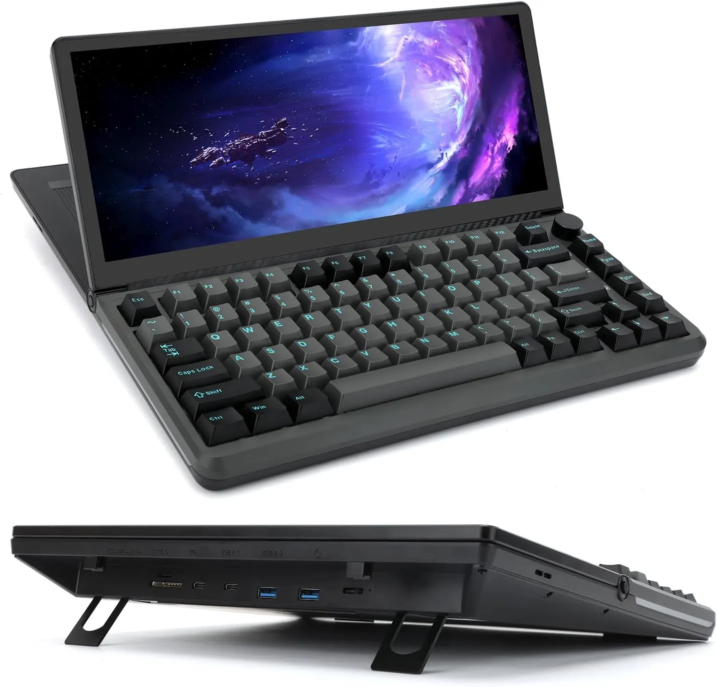 Alecewey K3 Mechanical Gaming Keyboard with Touchscreen, 82 Keys RGB Backlight Keyboard with Screen,13 10-Point 75Foldable Touchscreen Plug and Play for Windows Mac Android