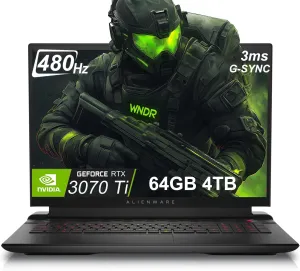 Alienware X17 R2 Gaming Laptop (17.3" 480Hz FHD, NVIDIA GeForce RTX 3070 Ti 8GB, 64GB DDR5 RAM, 4TB SSD, Intel Core i9-12900H) RGB Backlit Keyboard, Wi-Fi 6E, Thunderbolt 4, G-SYNC, Win 11 Home