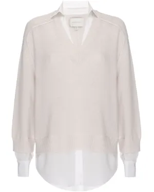 Almond and White Layered V Looker