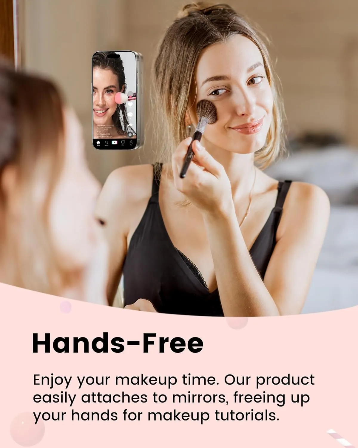 amBand Magnetic Suction Phone Mount for MagSafe Case, Silicone Octo Cup Buddy Sticky Grip Holder for iPhone, Removable Hands-Free Selfie/Video for TikTok Influencers, Women Gift, Light Pink