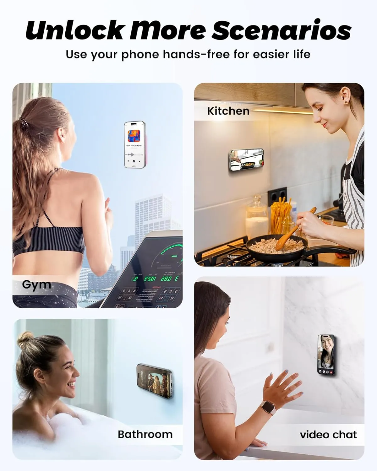 amBand Magnetic Suction Phone Mount for MagSafe Case, Silicone Octo Cup Buddy Sticky Grip Holder for iPhone, Removable Hands-Free Selfie/Video for TikTok Influencers, Women Gift, Light Pink