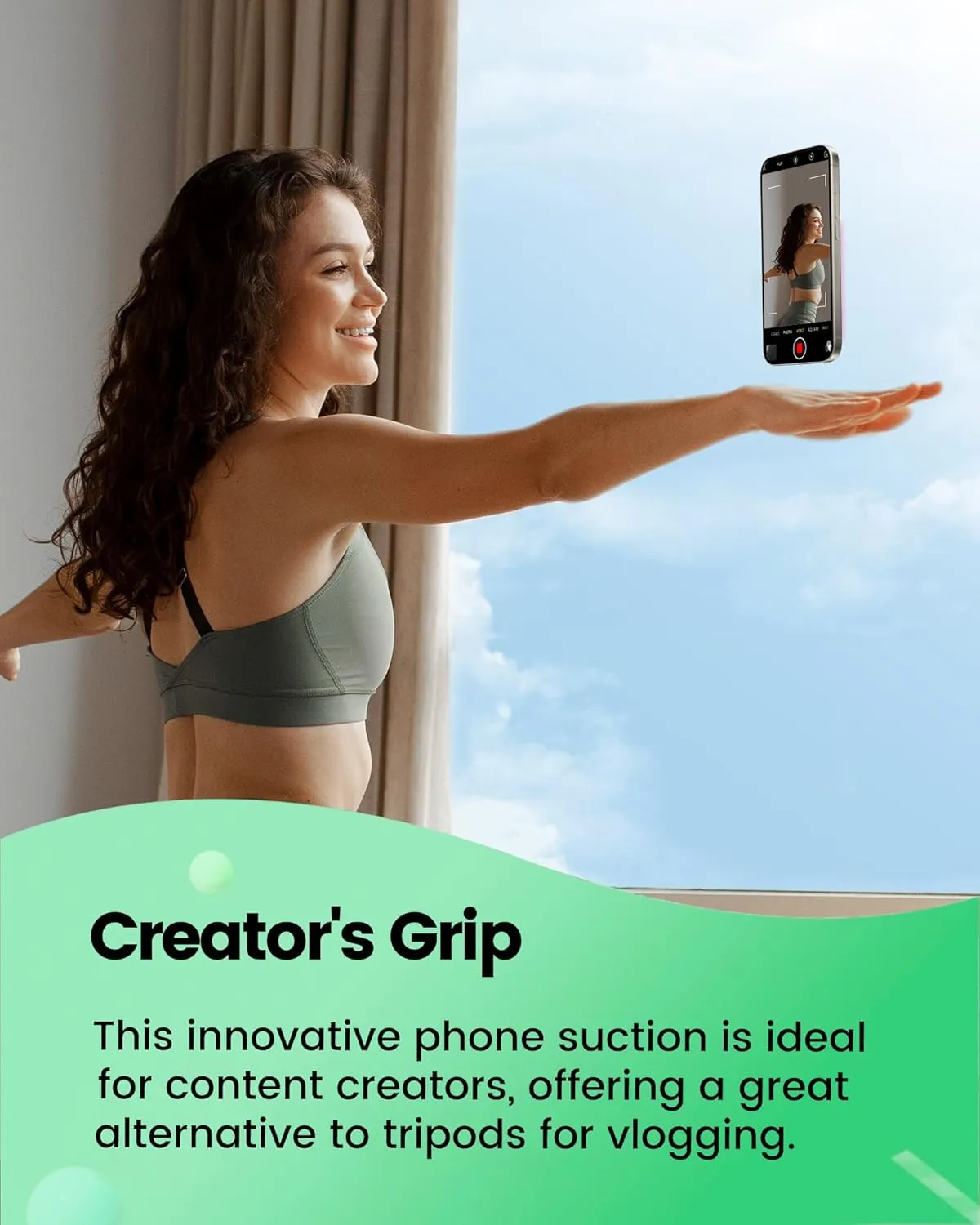 amBand Magnetic Suction Phone Mount for MagSafe Case, Silicone Octo Cup Buddy Sticky Grip Holder for iPhone, Removable Hands-Free Selfie/Video for TikTok Influencers, Women Gift, Light Pink