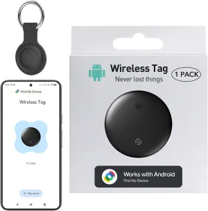 Android Smart Bluetooth Tracker (2025) Compatible AirTag with Google Find My Device, Air Tracker Tags for Android, Key Finder GPS Item Locator for Keys, Bags, Luggage, IP67 Waterproof, 1 Pack
