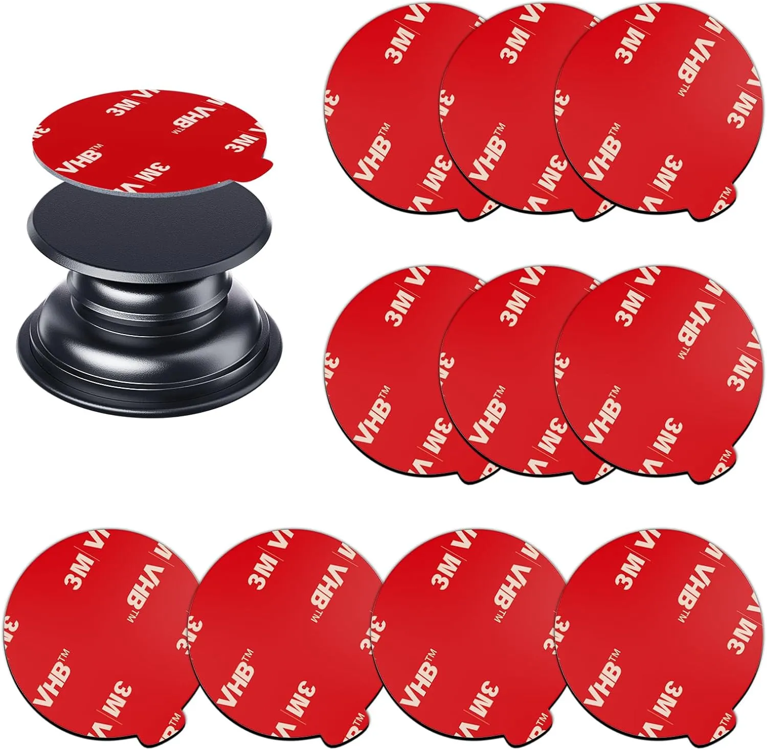 APPS2Car 10 Pack 3M Double Sided Adhesive Pads for Socket Mount Base Circle Adhesive Replacement VHB Sticky Tape for Phone Collapsible Grip & Stand Back 1.38 Inches (35mm)