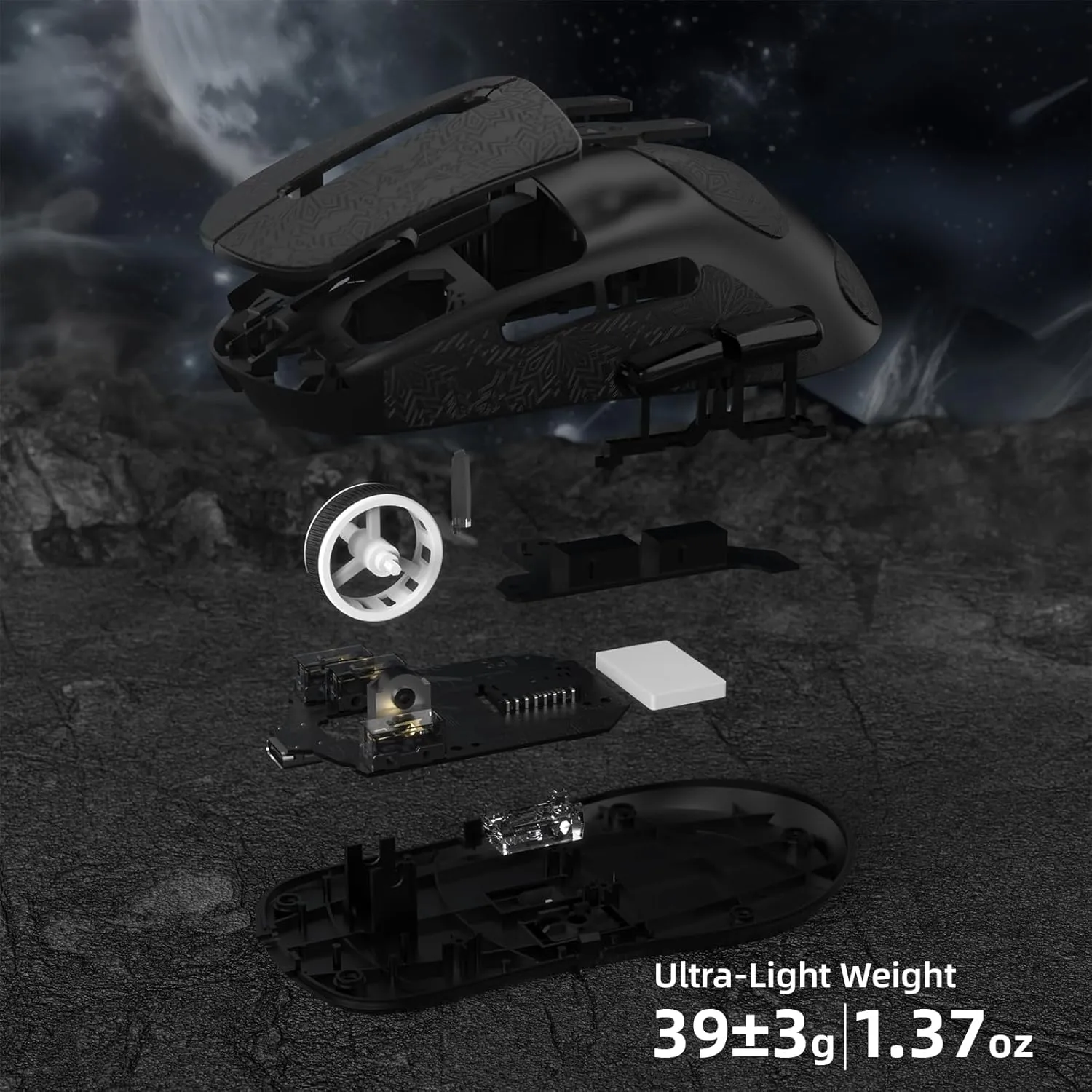 ATTACK SHARK R6PRO 39g Superlight Wireless Gaming Mouse,PixArt PAW3950MAX 42000 DPI,MCU Nodic 52840 Computer Mouse,8K Polling Rate Web Driver,BT/2.4Ghz/Wired Tri-Mode Mice with Coiled Cable-Black&Tape