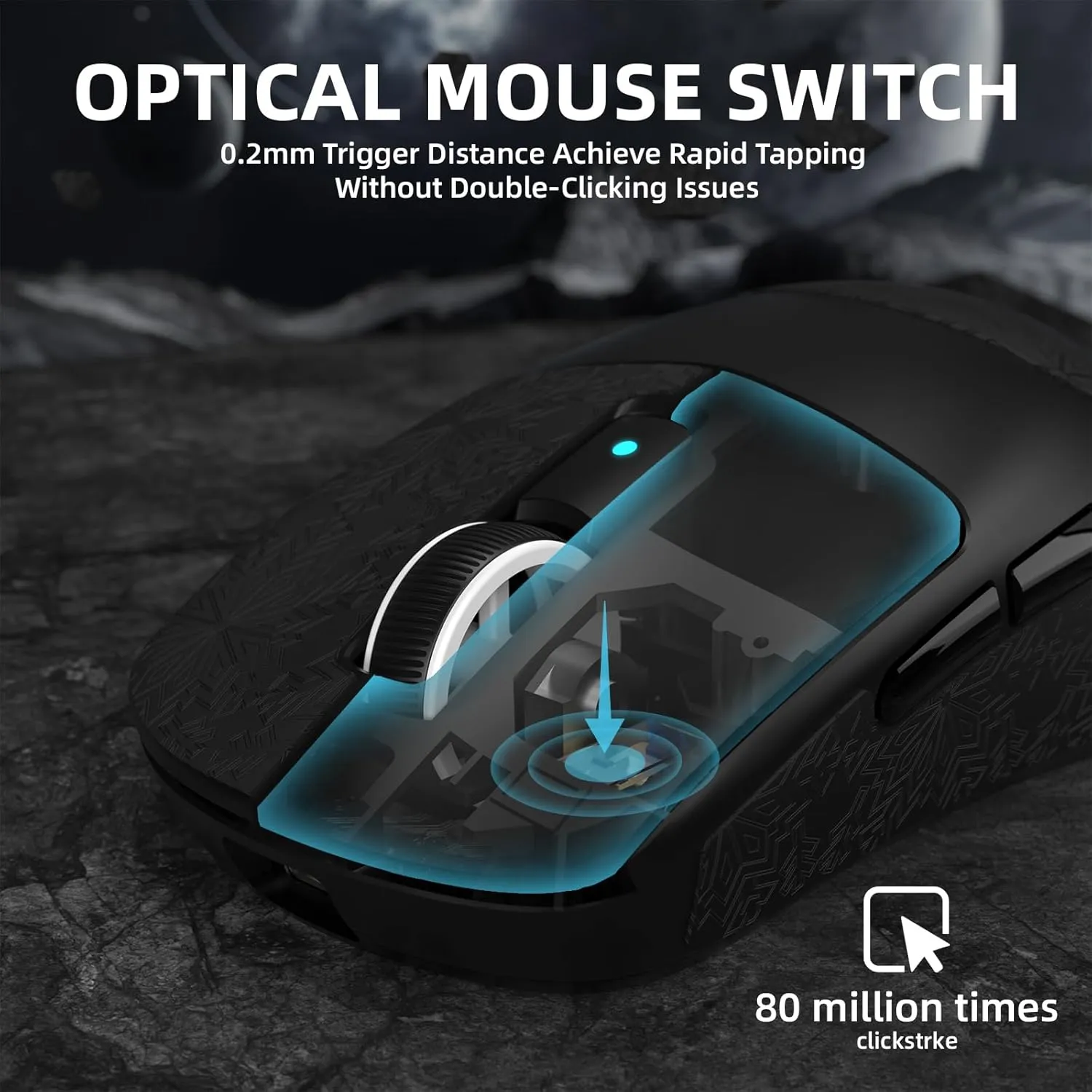 ATTACK SHARK R6PRO 39g Superlight Wireless Gaming Mouse,PixArt PAW3950MAX 42000 DPI,MCU Nodic 52840 Computer Mouse,8K Polling Rate Web Driver,BT/2.4Ghz/Wired Tri-Mode Mice with Coiled Cable-Black&Tape