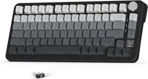 ATTACK SHARK X85 Pro Wireless Mechanical Gaming Keyboard with TFT Screen & Knob Hot-Swappable BT5.1/2.4Ghz/USB-C RGB Backlit Gasket Mount Gradient Side-Print PBT Keycaps for Win/PC/MAC-Moon Night