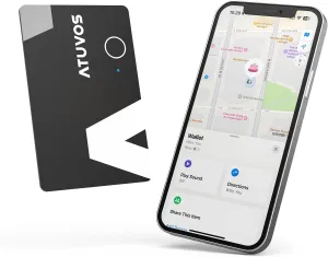 ATUVOS Rechargeable Wallet Tracker Finder Card (2025), Ultra-Thin 1.6mm Smart Air Tag Card Works with Apple Find My (iOS Only), Item Locator for Luggage Tags, Passports, IP67 Waterproof, 1 Pack