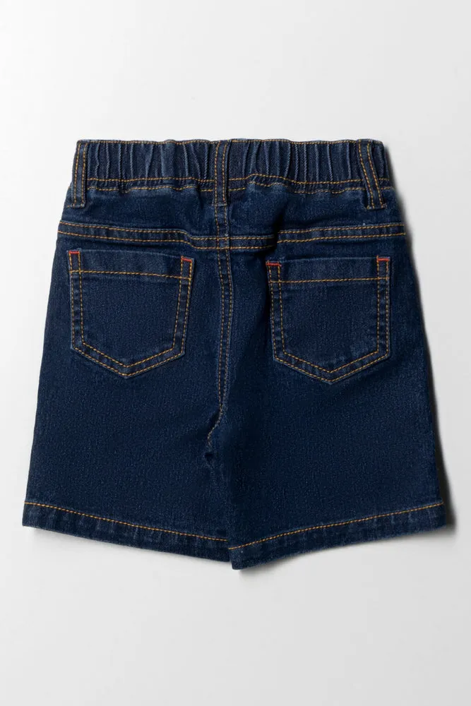 Badge Denim Short Blue