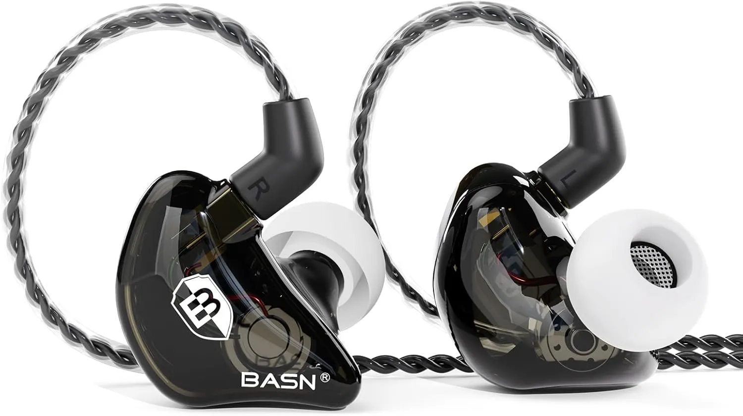 BASN Bsinger BC100 in Ear Monitor Headphones Universal Fit Noise Isolating IEM Earphones for Musicians Singers Studio Audiophiles (Black)
