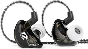 BASN Bsinger BC100 in Ear Monitor Headphones Universal Fit Noise Isolating IEM Earphones for Musicians Singers Studio Audiophiles (Black)