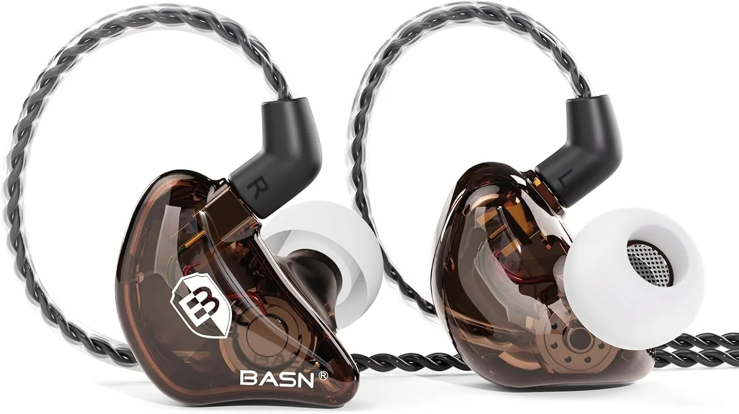 BASN Bsinger BC100 in Ear Monitor Headphones Universal Fit Noise Isolating IEM Earphones for Musicians Singers Studio Audiophiles (Brown)