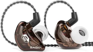 BASN Bsinger BC100 in Ear Monitor Headphones Universal Fit Noise Isolating IEM Earphones for Musicians Singers Studio Audiophiles (Brown)
