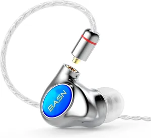 BASN Metalen PRO 4 Drivers in-Ear Monitors Headphones for Musicians, Noise Isolating Enhanced Bass Sound Earphones with CNC Metal Craft Shell, Wired Upgraded Detachable MMCX Cables(Sapphire)