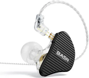 BASN Mix-PD in Ear Monitor,1Planar Driver   1Dynamic Driver HiFi IEM Earphones with CNC Crafted Metal Cover, Wired 0.78mm 2-Pin Silver Plated Detachable Cable for Musicians (Black)