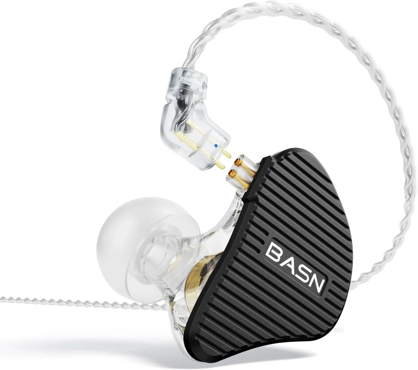 BASN Mix-PD in Ear Monitor,1Planar Driver   1Dynamic Driver HiFi IEM Earphones with CNC Crafted Metal Cover, Wired 0.78mm 2-Pin Silver Plated Detachable Cable for Musicians (Black)