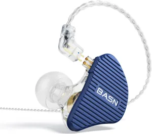 BASN Mix-PD in Ear Monitor,1Planar Driver   1Dynamic Driver HiFi IEM Earphones with CNC Crafted Metal Cover, Wired 0.78mm 2-Pin Silver Plated Detachable Cable for Musicians (Blue)