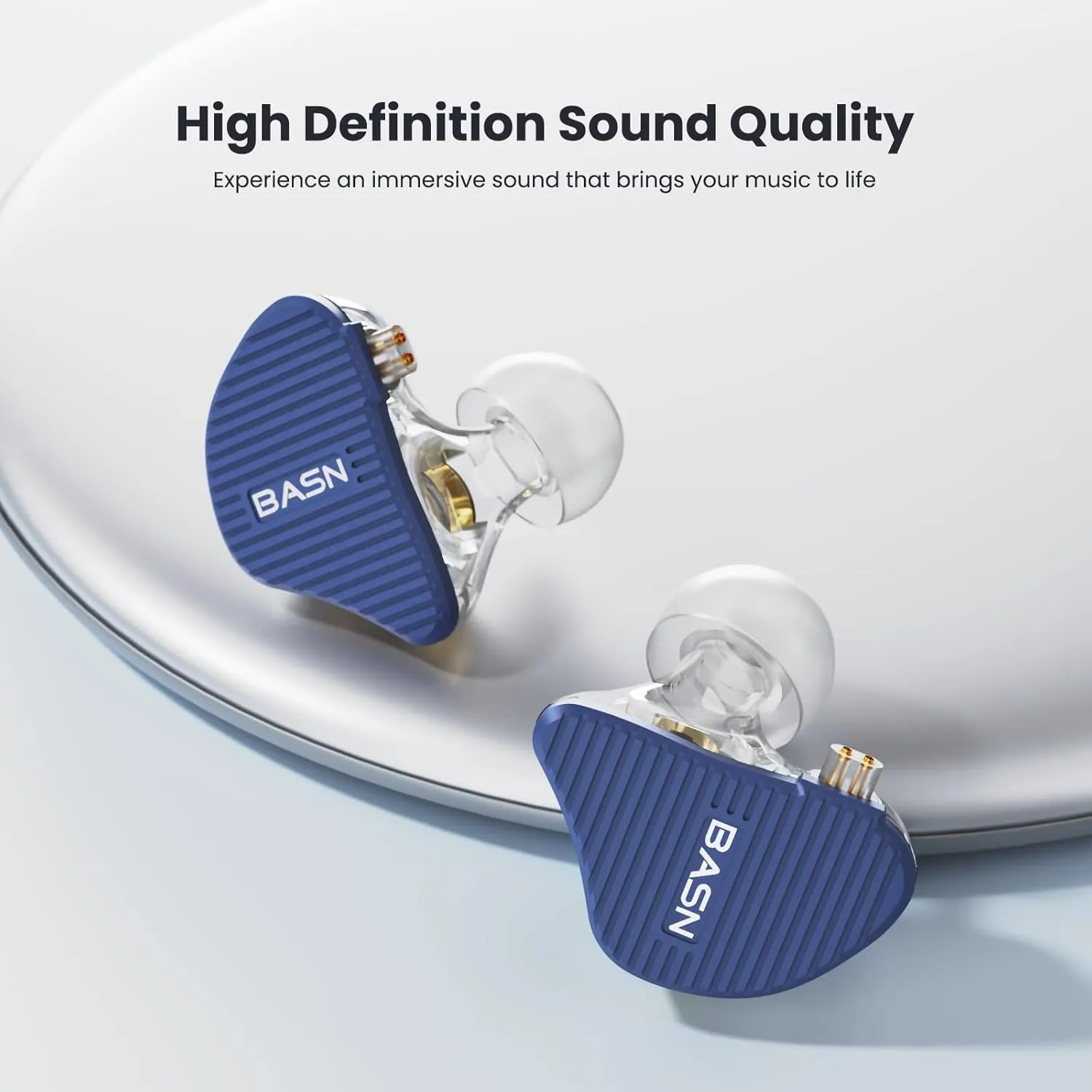 BASN Mix-PD in Ear Monitor,1Planar Driver   1Dynamic Driver HiFi IEM Earphones with CNC Crafted Metal Cover, Wired 0.78mm 2-Pin Silver Plated Detachable Cable for Musicians (Blue)