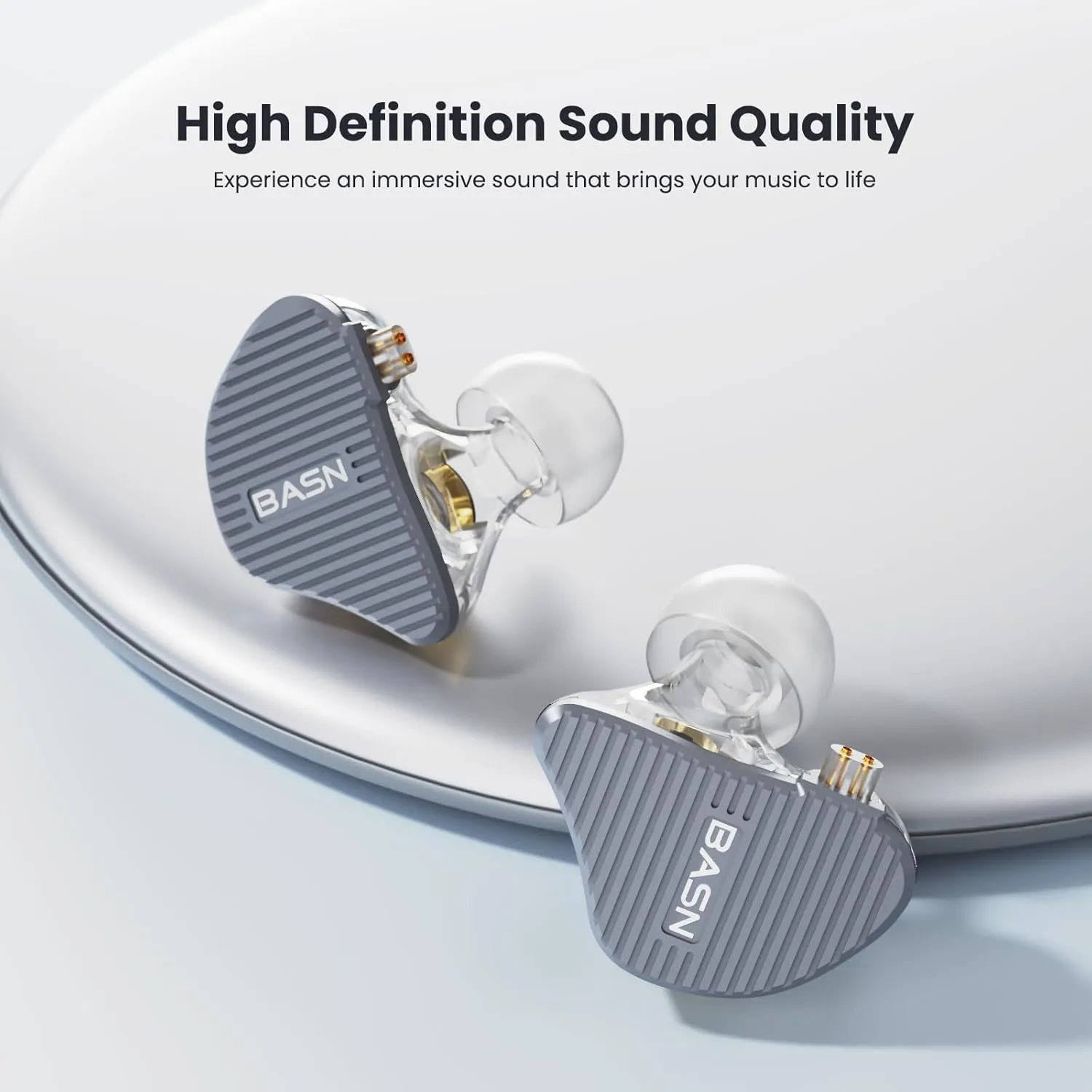 BASN Mix-PD in Ear Monitor,1Planar Driver   1Dynamic Driver HiFi IEM Earphones with CNC Crafted Metal Cover, Wired 0.78mm 2-Pin Silver Plated Detachable Cable for Musicians (Metallic Grey)