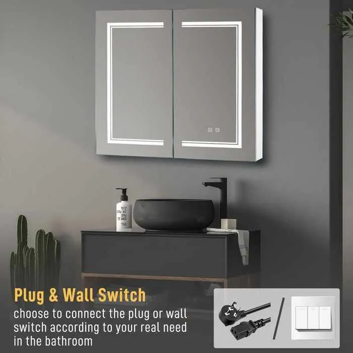 Bathroom Recess Lighted Mirror Medicine Cabinet