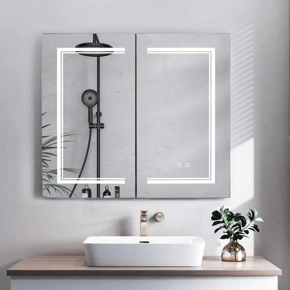 Bathroom Recess Lighted Mirror Medicine Cabinet